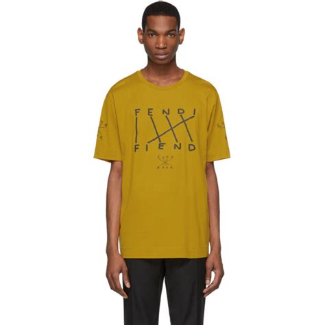 fendi men t shirt black yellow|fendi fiend t shirt.